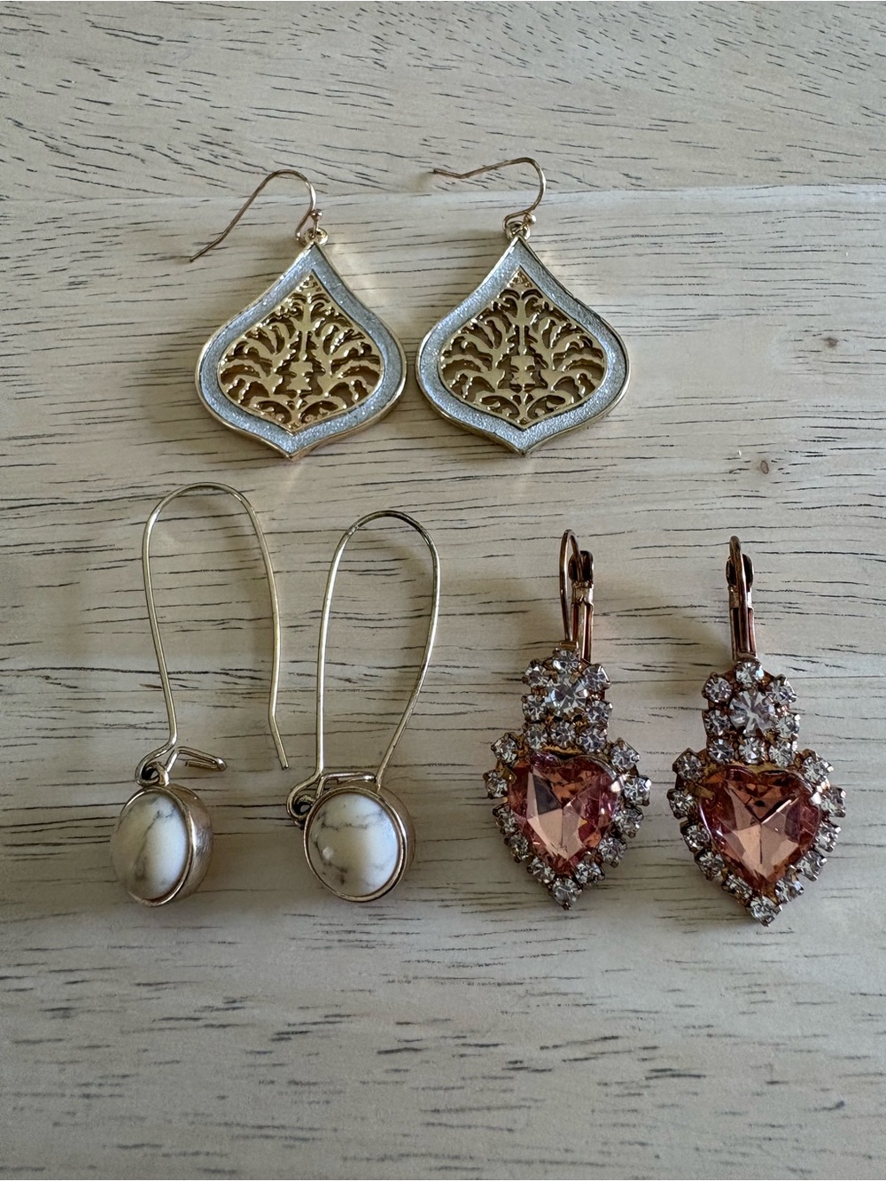 Rose Gold Heart Crystal Dangle Earrings - Women Jewelry